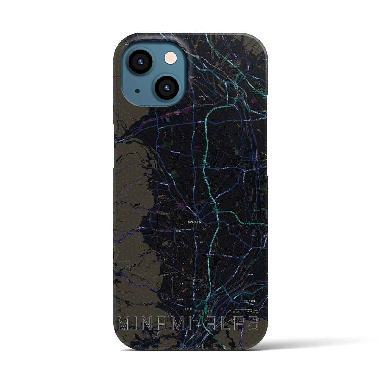 【南アルプス（山梨県）】地図柄iPhoneケース（バックカバータイプ）
