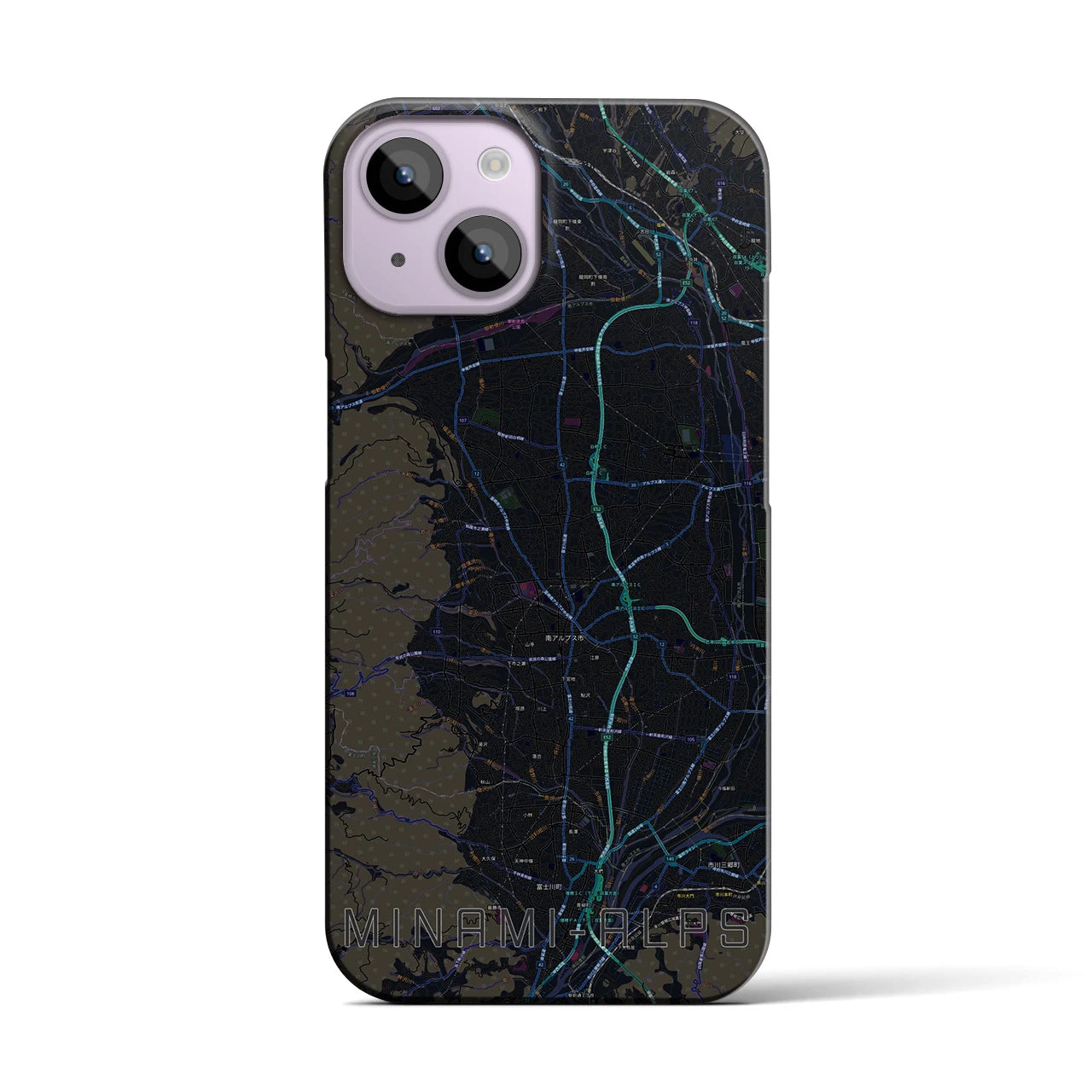 【南アルプス（山梨県）】地図柄iPhoneケース（バックカバータイプ）
