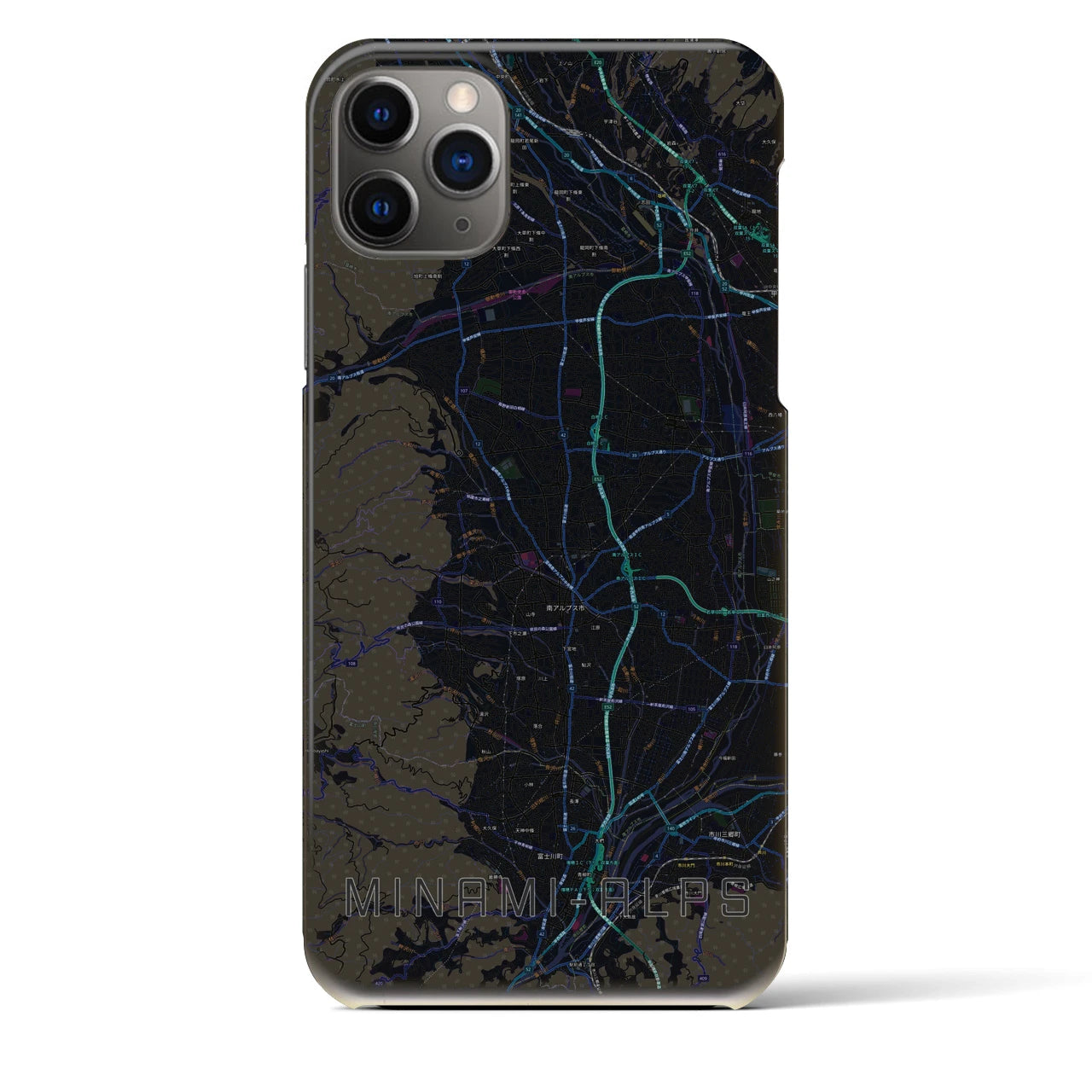 【南アルプス（山梨県）】地図柄iPhoneケース（バックカバータイプ）