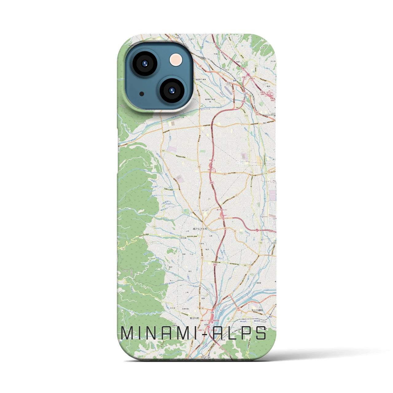 【南アルプス（山梨県）】地図柄iPhoneケース（バックカバータイプ）