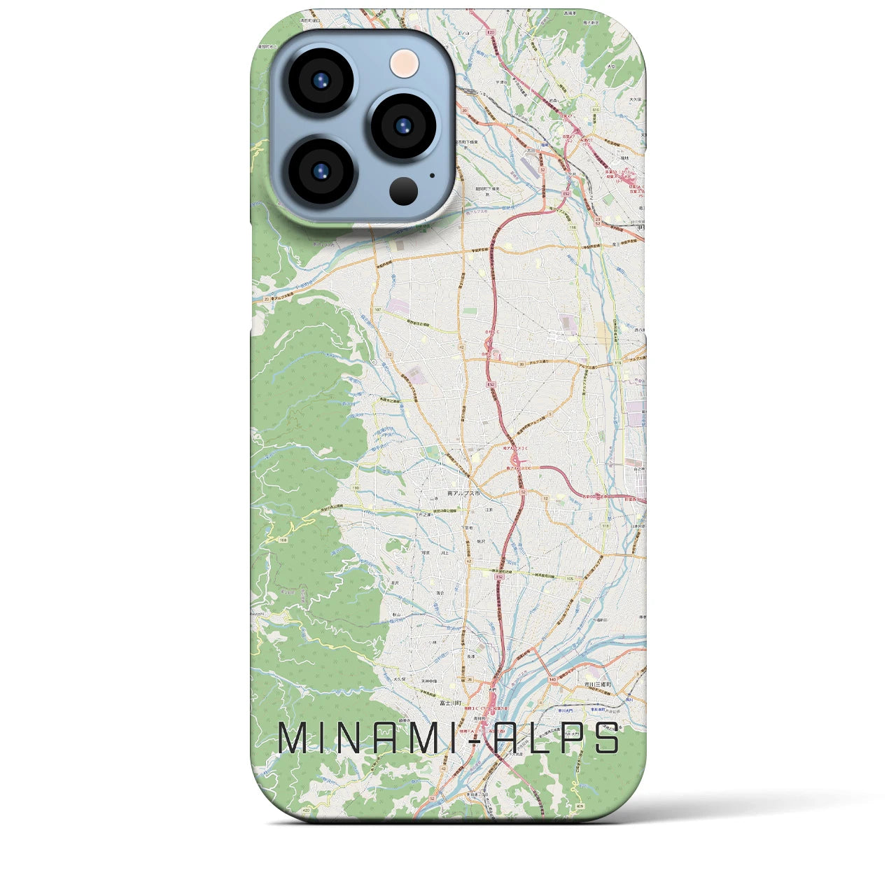 【南アルプス（山梨県）】地図柄iPhoneケース（バックカバータイプ）