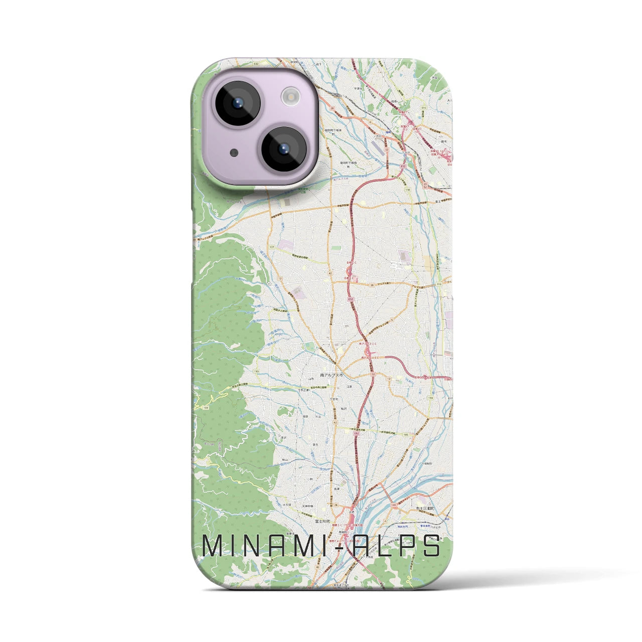 【南アルプス（山梨県）】地図柄iPhoneケース（バックカバータイプ）