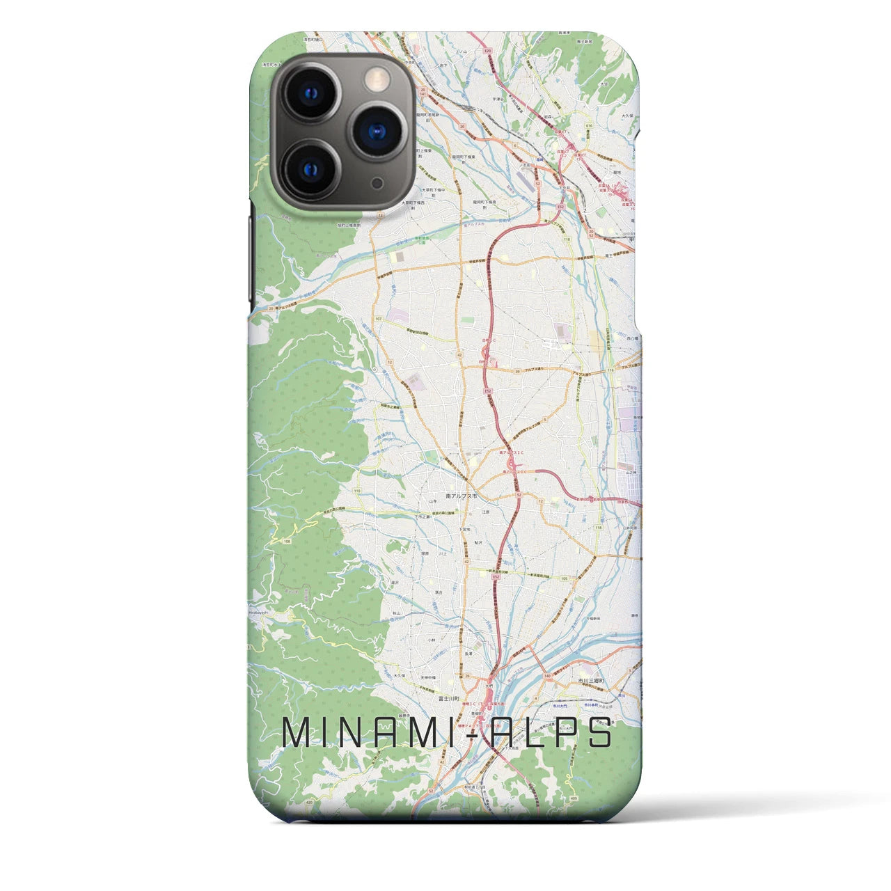 【南アルプス（山梨県）】地図柄iPhoneケース（バックカバータイプ）