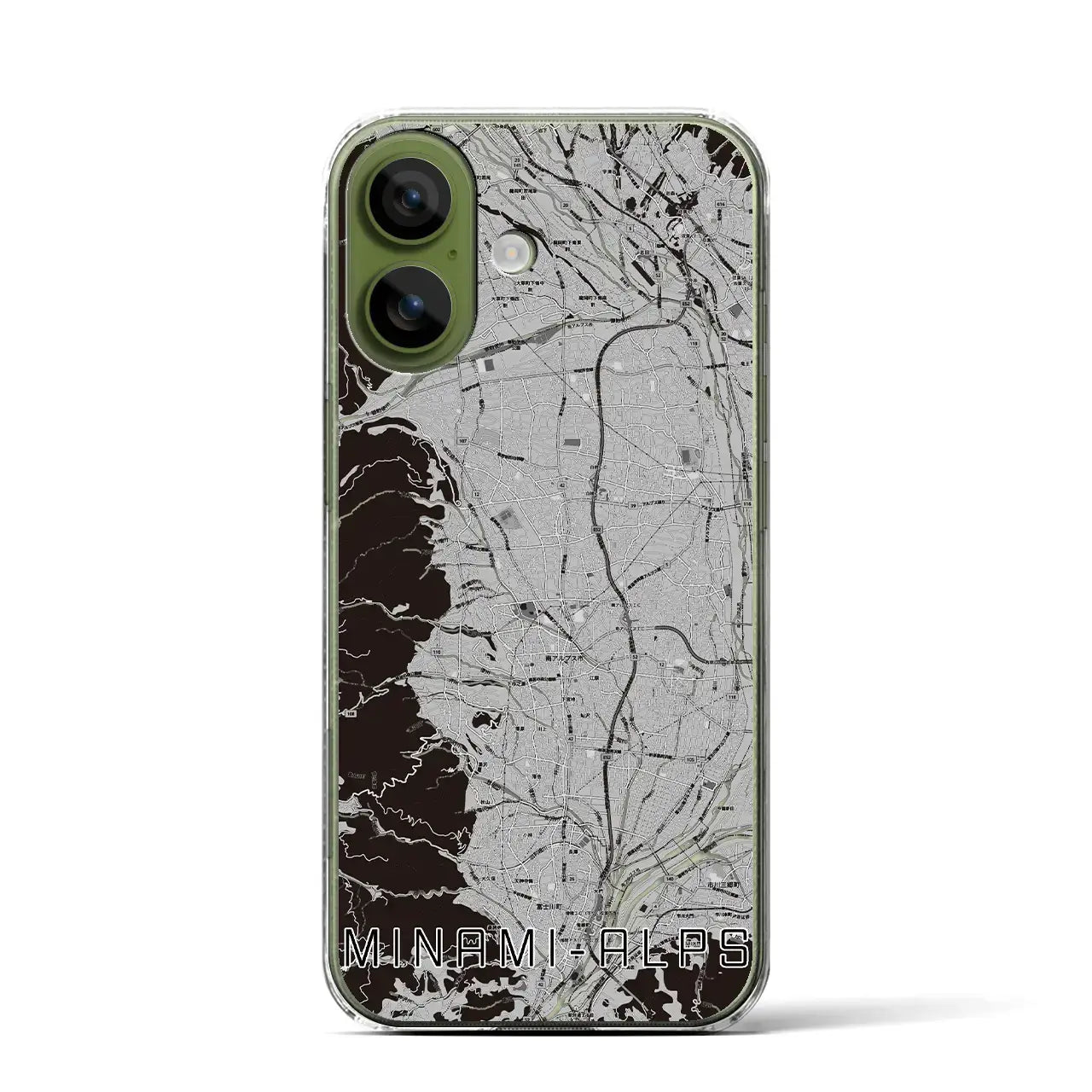 【南アルプス（山梨県）】地図柄iPhoneケース（クリアタイプ）モノトーン・iPhone 17 Pro Max 用