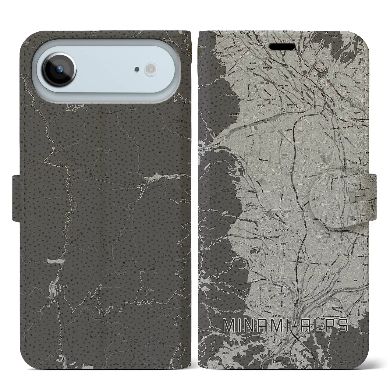 【南アルプス（山梨県）】地図柄iPhoneケース（手帳タイプ）