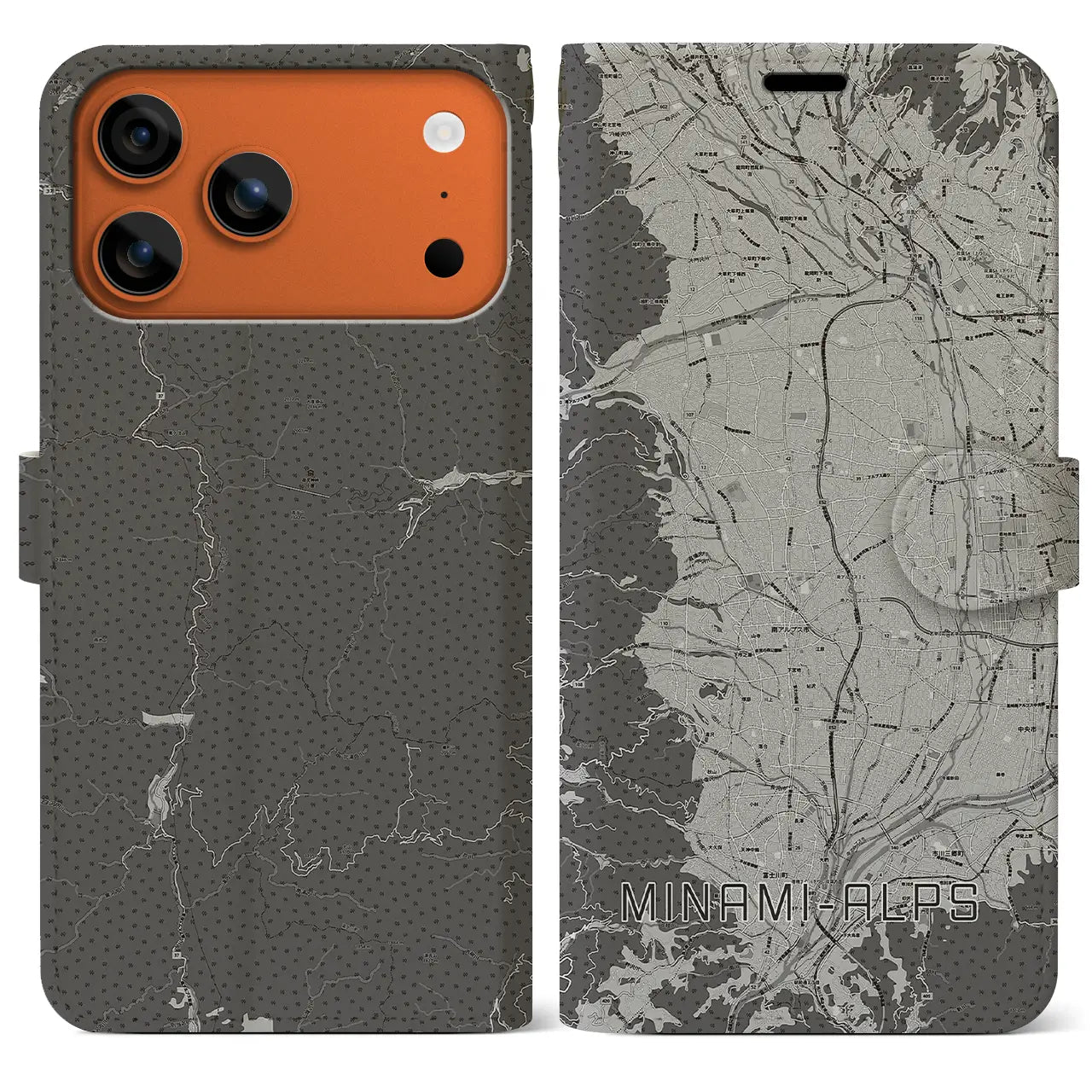 【南アルプス（山梨県）】地図柄iPhoneケース（手帳タイプ）