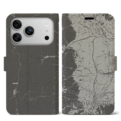 【南アルプス（山梨県）】地図柄iPhoneケース（手帳タイプ）