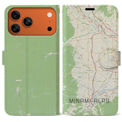 【南アルプス（山梨県）】地図柄iPhoneケース（手帳タイプ）