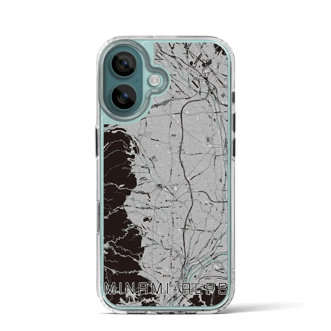 【南アルプス(山梨県)】地図柄iPhoneケース(MagSafeタイプ)モノトーン・iPhone 16 Pro 用