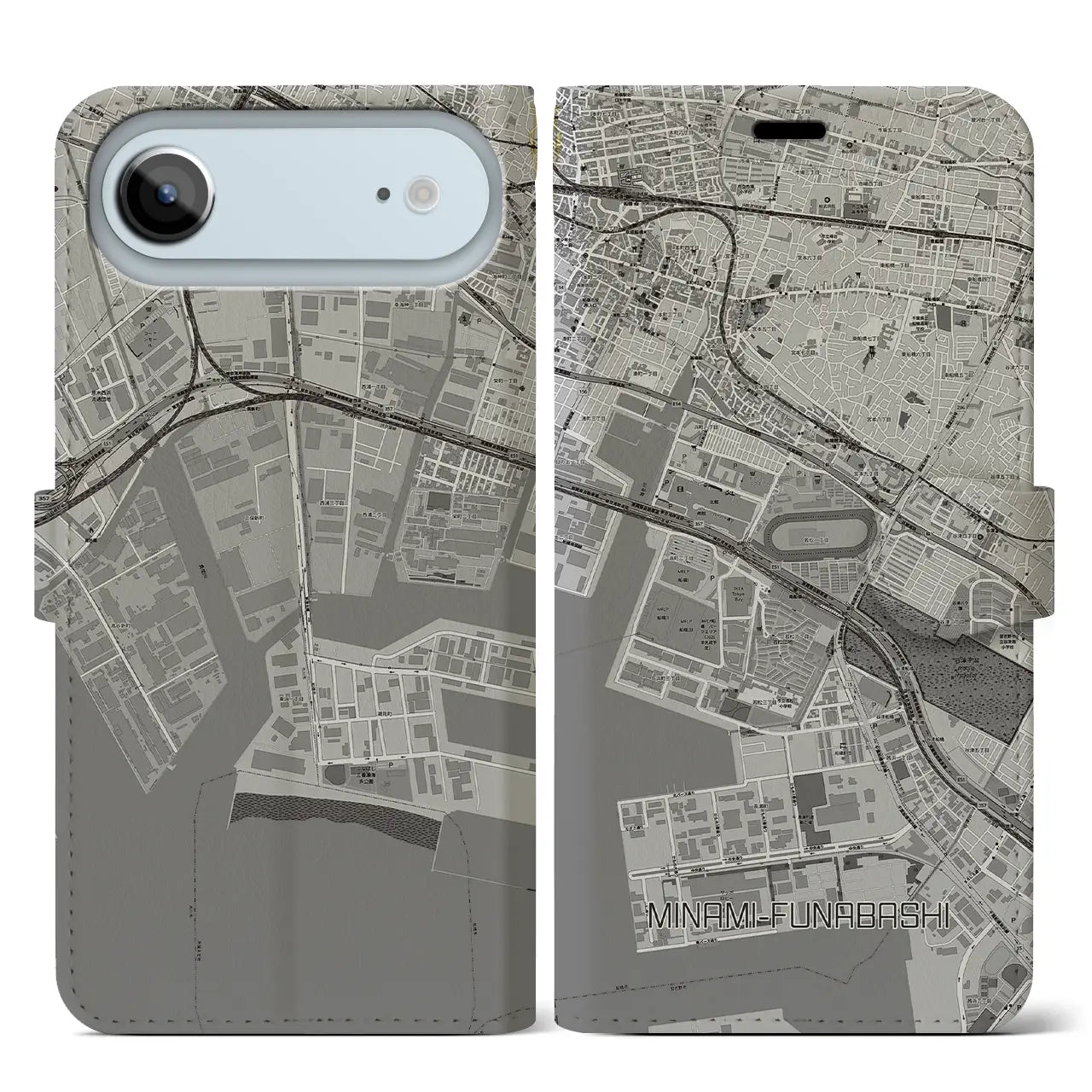 【南船橋（千葉県）】地図柄iPhoneケース（手帳タイプ）