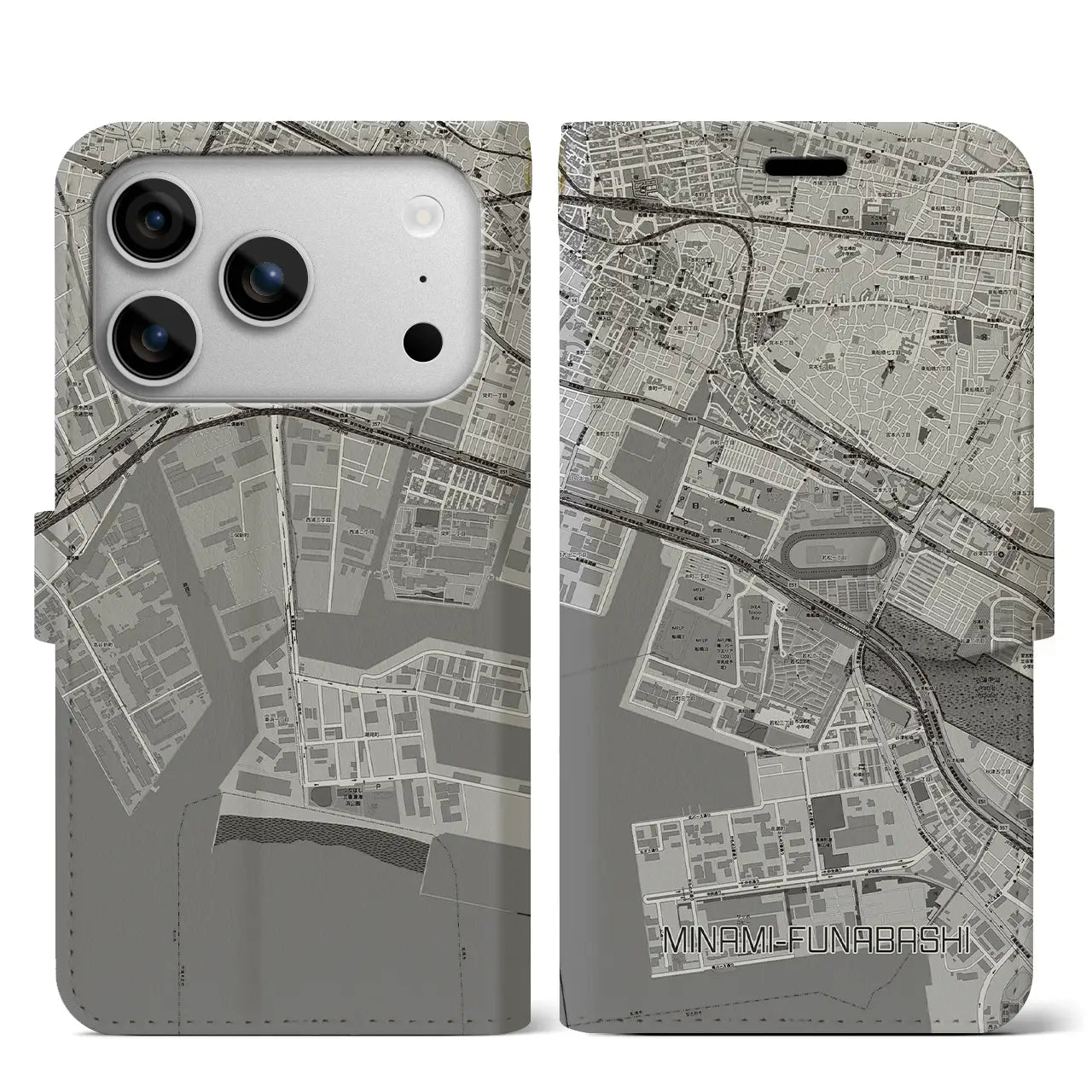 【南船橋（千葉県）】地図柄iPhoneケース（手帳タイプ）