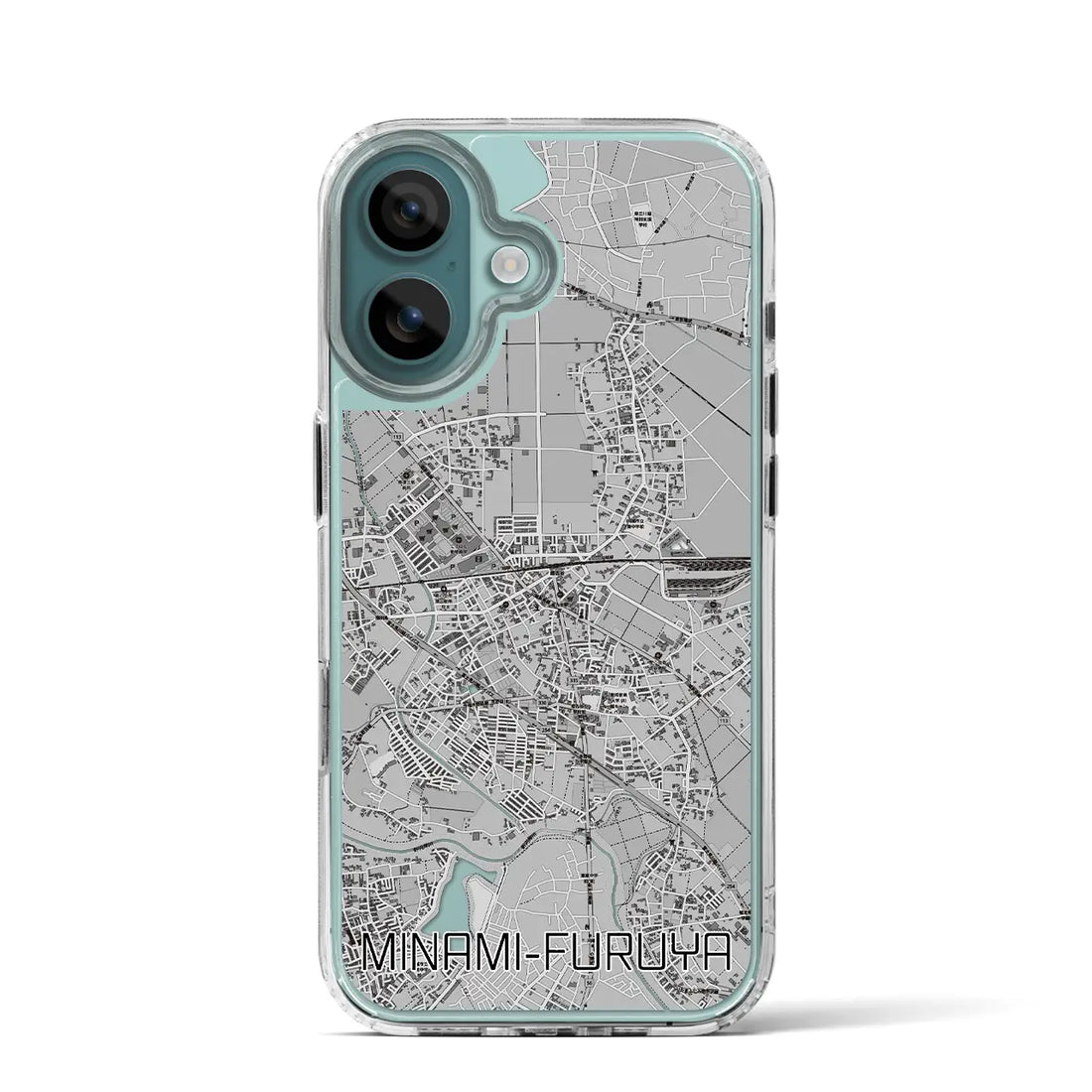 【南古谷（埼玉県）】地図柄iPhoneケース（MagSafeタイプ）モノトーン・iPhone 16 Pro 用