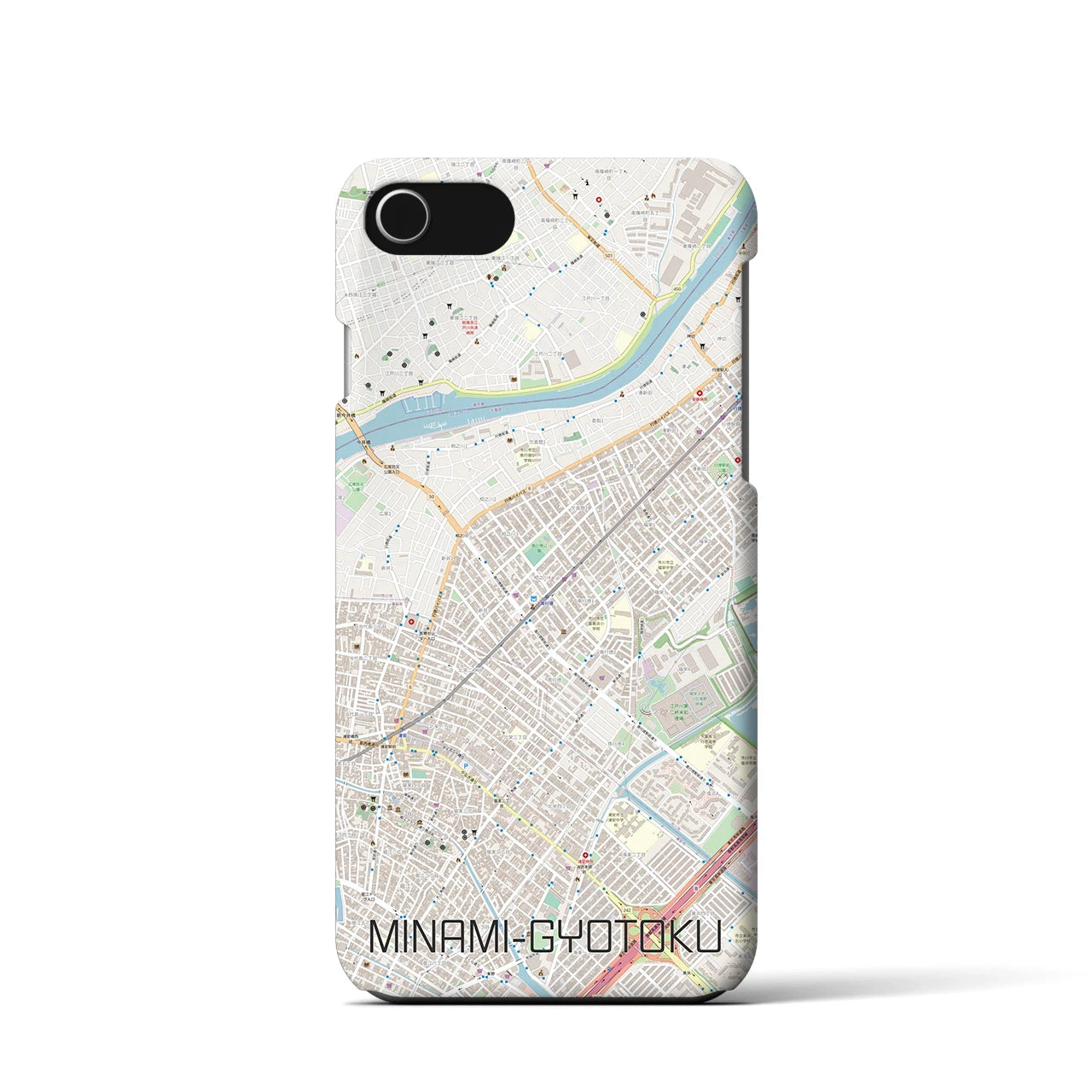 【南行徳（千葉県）】地図柄iPhoneケース（バックカバータイプ）