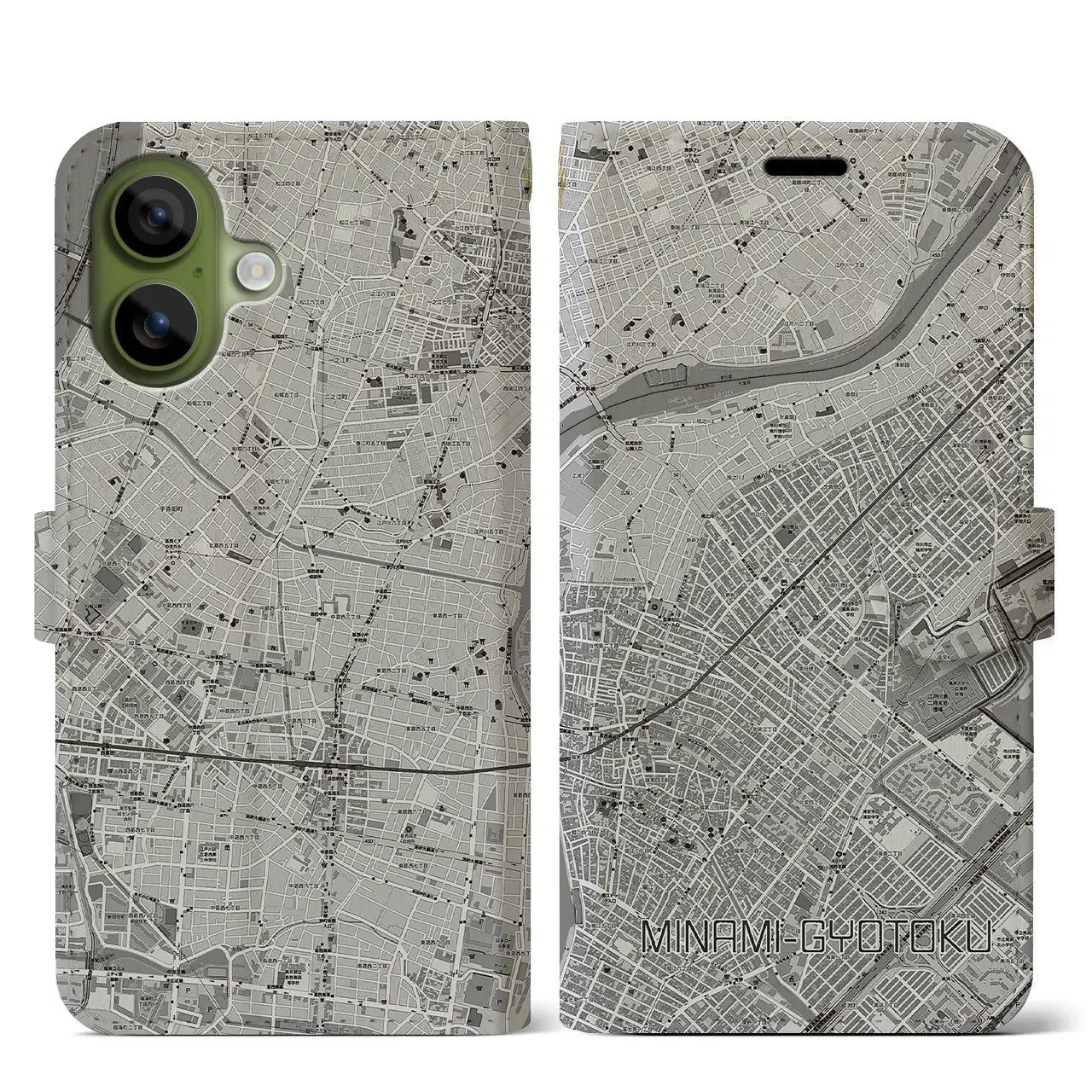 【南行徳（千葉県）】地図柄iPhoneケース（手帳タイプ）