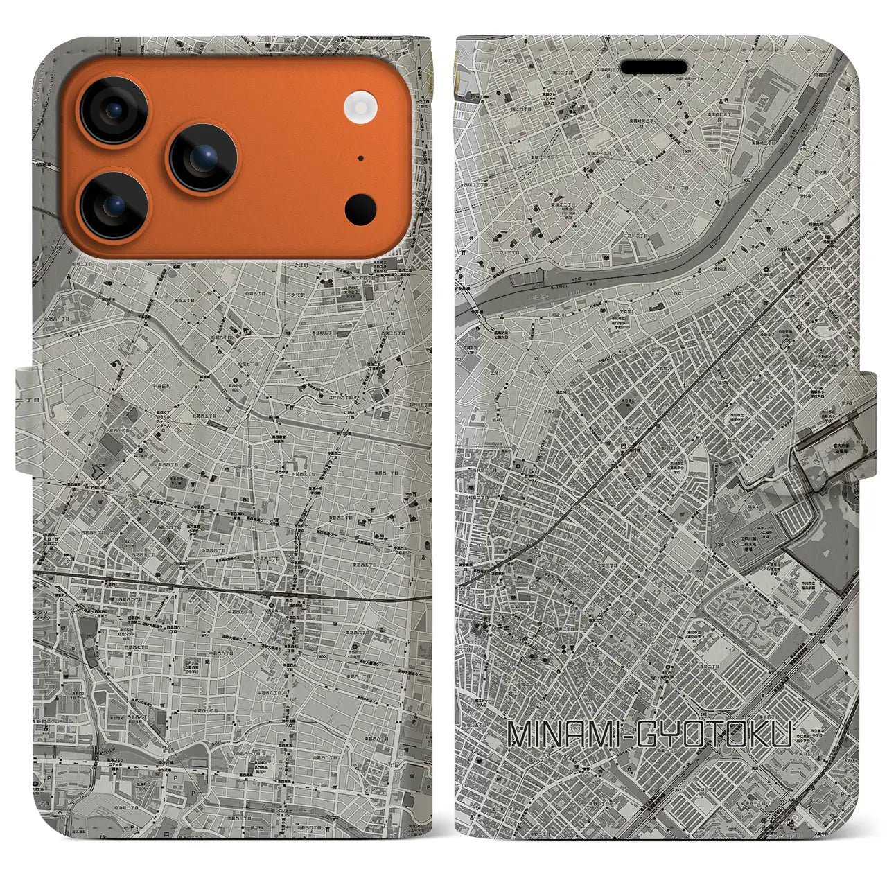 【南行徳（千葉県）】地図柄iPhoneケース（手帳タイプ）