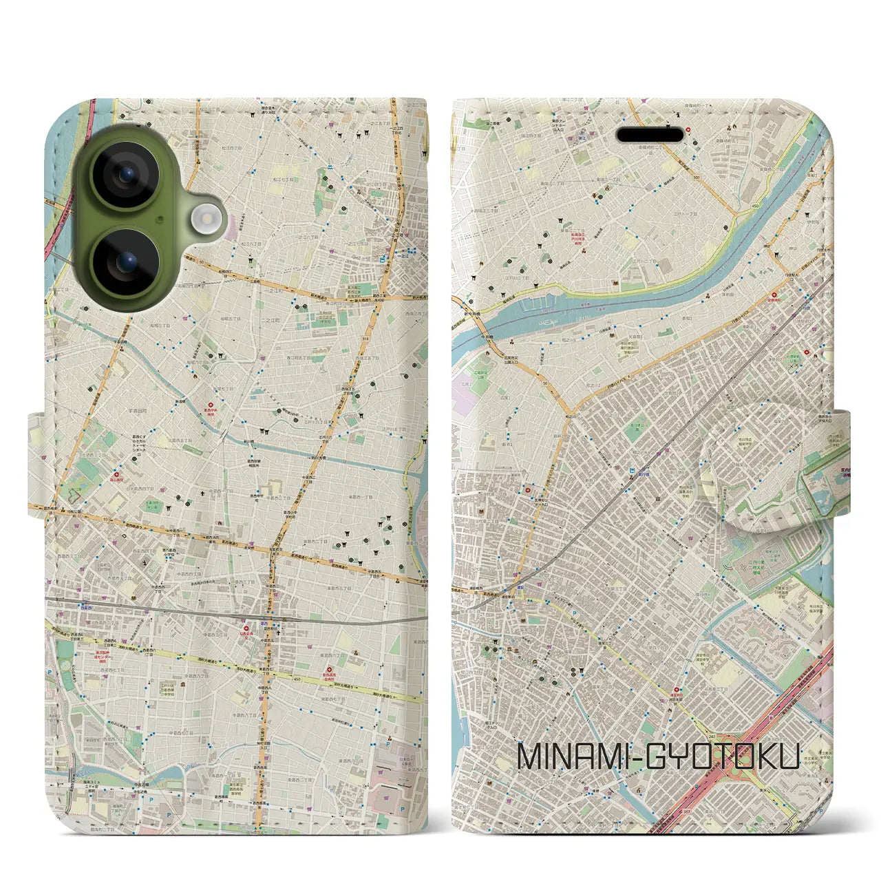 【南行徳（千葉県）】地図柄iPhoneケース（手帳タイプ）