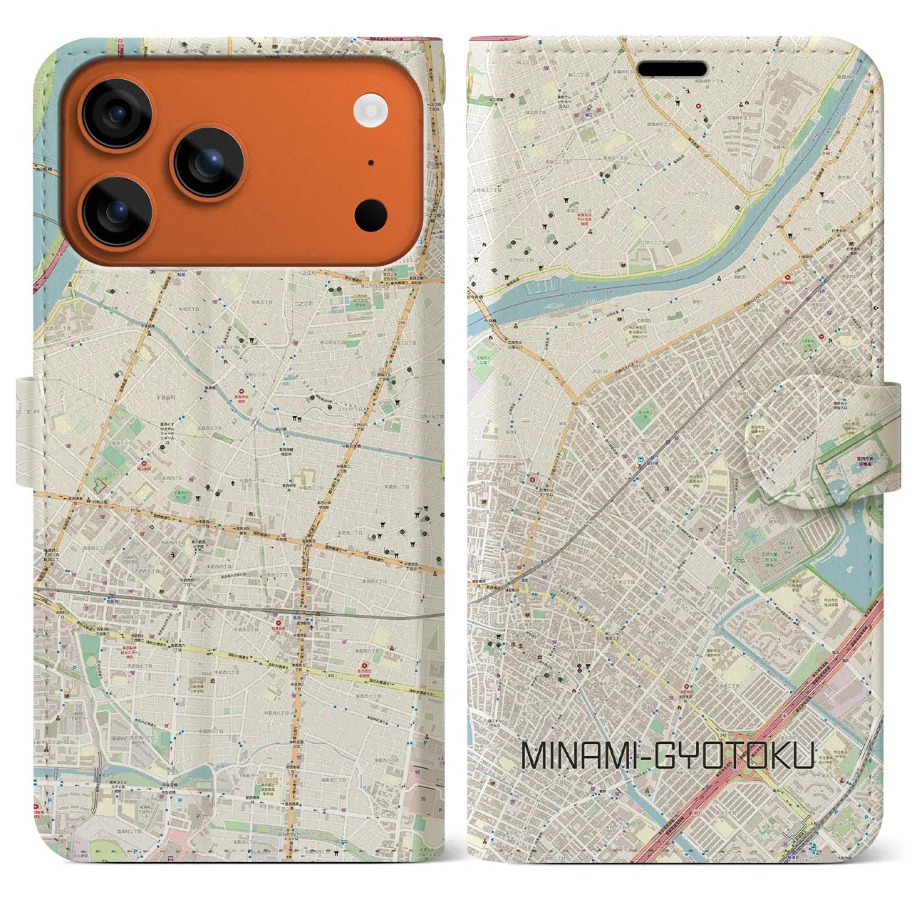 【南行徳（千葉県）】地図柄iPhoneケース（手帳タイプ）