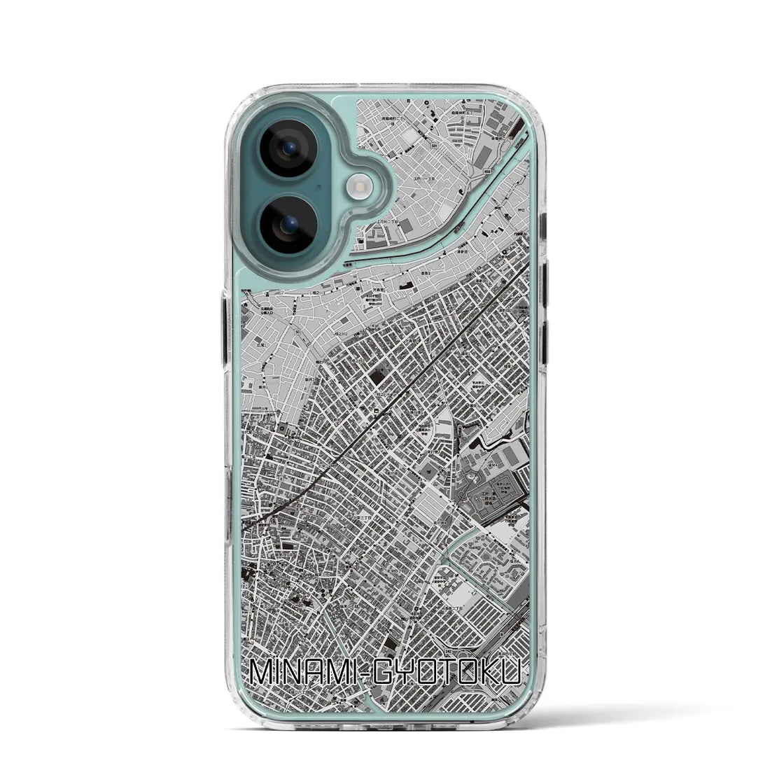 【南行徳（千葉県）】地図柄iPhoneケース（MagSafeタイプ）モノトーン・iPhone 16 Pro 用
