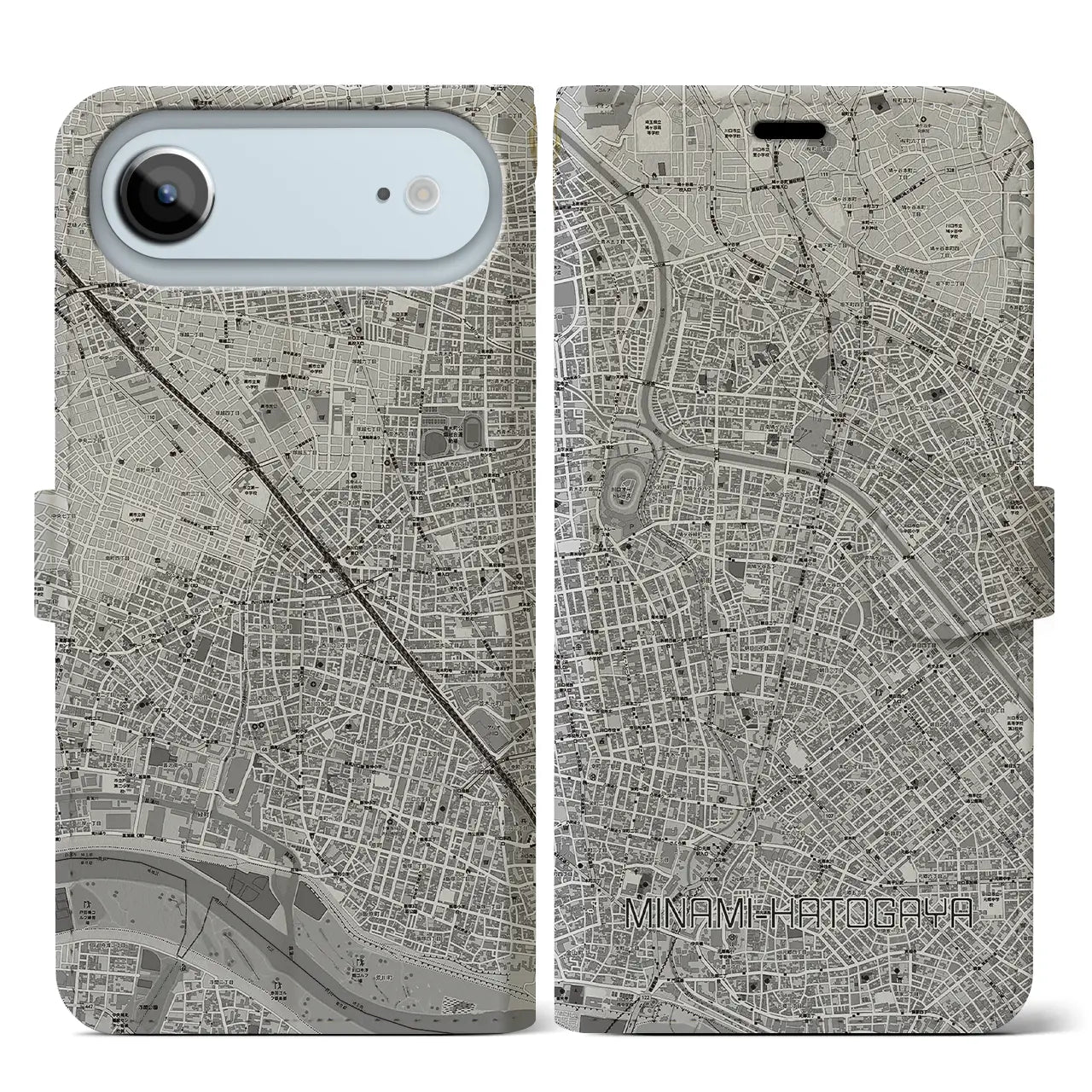 【南鳩ヶ谷（埼玉県）】地図柄iPhoneケース（手帳タイプ）