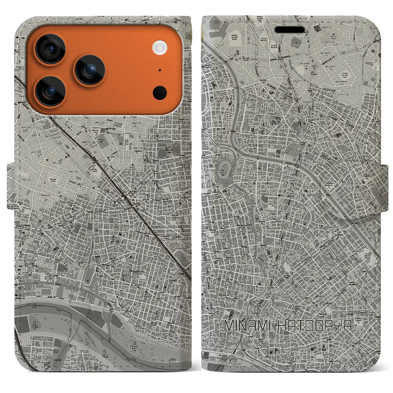 【南鳩ヶ谷（埼玉県）】地図柄iPhoneケース（手帳タイプ）