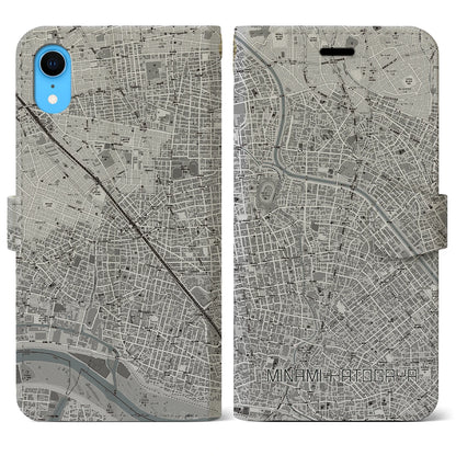 【南鳩ヶ谷（埼玉県）】地図柄iPhoneケース（手帳タイプ）モノトーン・iPhone XR 用