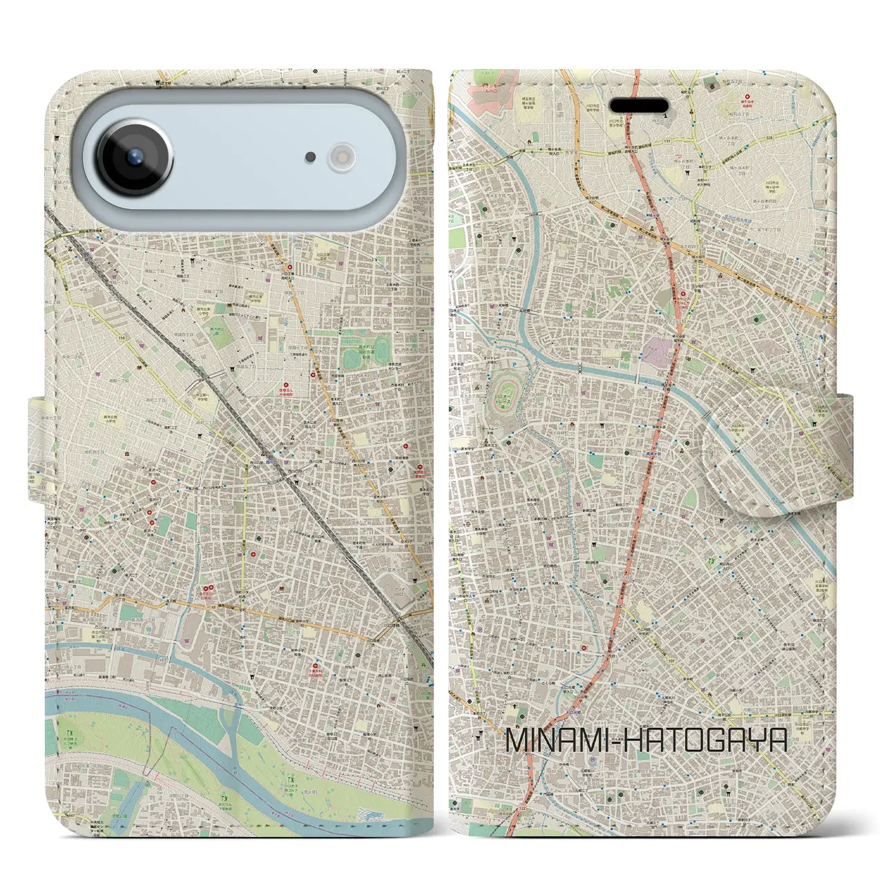 【南鳩ヶ谷（埼玉県）】地図柄iPhoneケース（手帳タイプ）