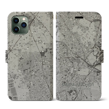 【南町田グランベリーパーク（東京都）】地図柄iPhoneケース（手帳タイプ）モノトーン・iPhone 11 Pro 用