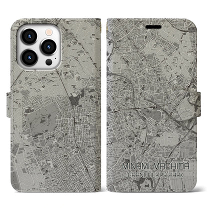 【南町田グランベリーパーク（東京都）】地図柄iPhoneケース（手帳タイプ）モノトーン・iPhone 13 Pro 用