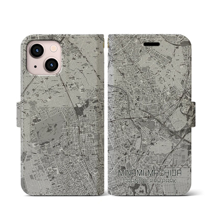 【南町田グランベリーパーク（東京都）】地図柄iPhoneケース（手帳タイプ）モノトーン・iPhone 13 mini 用