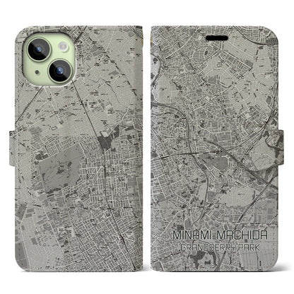 【南町田グランベリーパーク（東京都）】地図柄iPhoneケース（手帳タイプ）モノトーン・iPhone 15 用