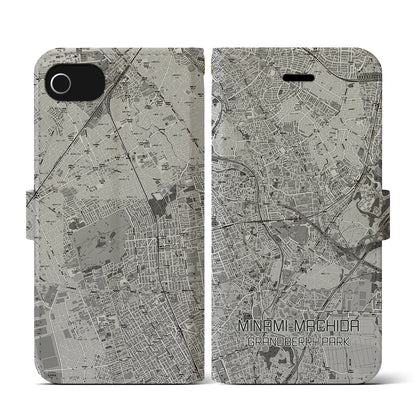 【南町田グランベリーパーク（東京都）】地図柄iPhoneケース（手帳タイプ）モノトーン・iPhone SE（第3 / 第2世代） / 8 / 7 / 6s / 6 用