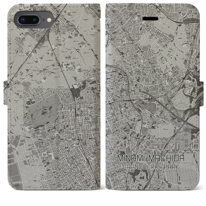 【南町田グランベリーパーク（東京都）】地図柄iPhoneケース（手帳タイプ）モノトーン・iPhone 8Plus /7Plus / 6sPlus / 6Plus 用