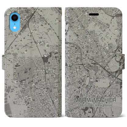 【南町田グランベリーパーク（東京都）】地図柄iPhoneケース（手帳タイプ）モノトーン・iPhone XR 用