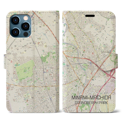 【南町田グランベリーパーク（東京都）】地図柄iPhoneケース（手帳タイプ）ナチュラル・iPhone 12 / 12 Pro 用