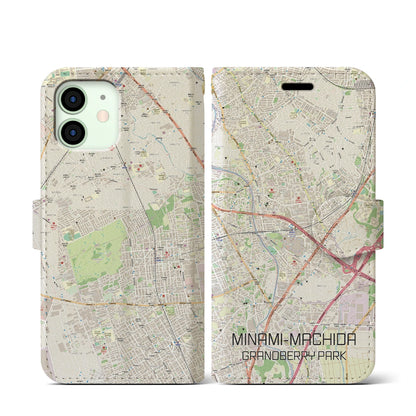 【南町田グランベリーパーク（東京都）】地図柄iPhoneケース（手帳タイプ）ナチュラル・iPhone 12 mini 用