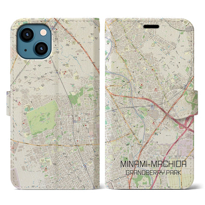 【南町田グランベリーパーク（東京都）】地図柄iPhoneケース（手帳タイプ）ナチュラル・iPhone 13 用