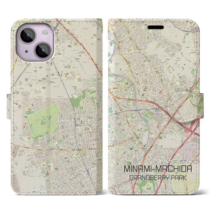 【南町田グランベリーパーク（東京都）】地図柄iPhoneケース（手帳タイプ）ナチュラル・iPhone 14 用