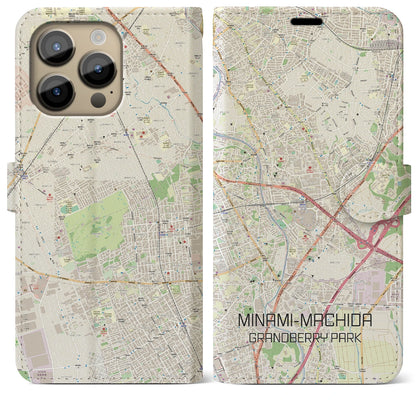 【南町田グランベリーパーク（東京都）】地図柄iPhoneケース（手帳タイプ）ナチュラル・iPhone 14 Pro Max 用