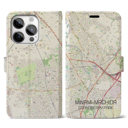 【南町田グランベリーパーク（東京都）】地図柄iPhoneケース（手帳タイプ）ナチュラル・iPhone 14 Pro 用