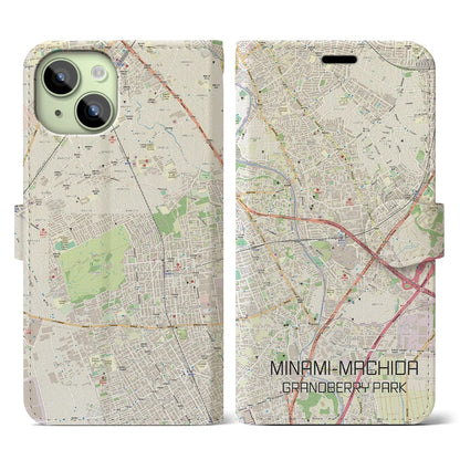 【南町田グランベリーパーク（東京都）】地図柄iPhoneケース（手帳タイプ）ナチュラル・iPhone 15 用