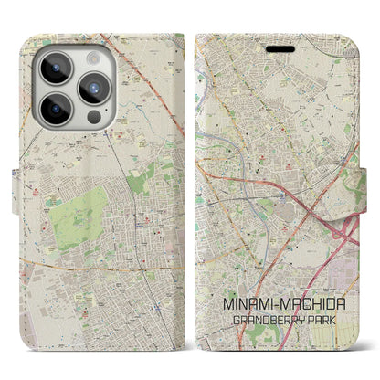 【南町田グランベリーパーク（東京都）】地図柄iPhoneケース（手帳タイプ）ナチュラル・iPhone 15 Pro 用