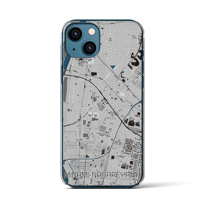 【南流山（千葉県）】地図柄iPhoneケース（クリアタイプ）モノトーン・iPhone 13 用