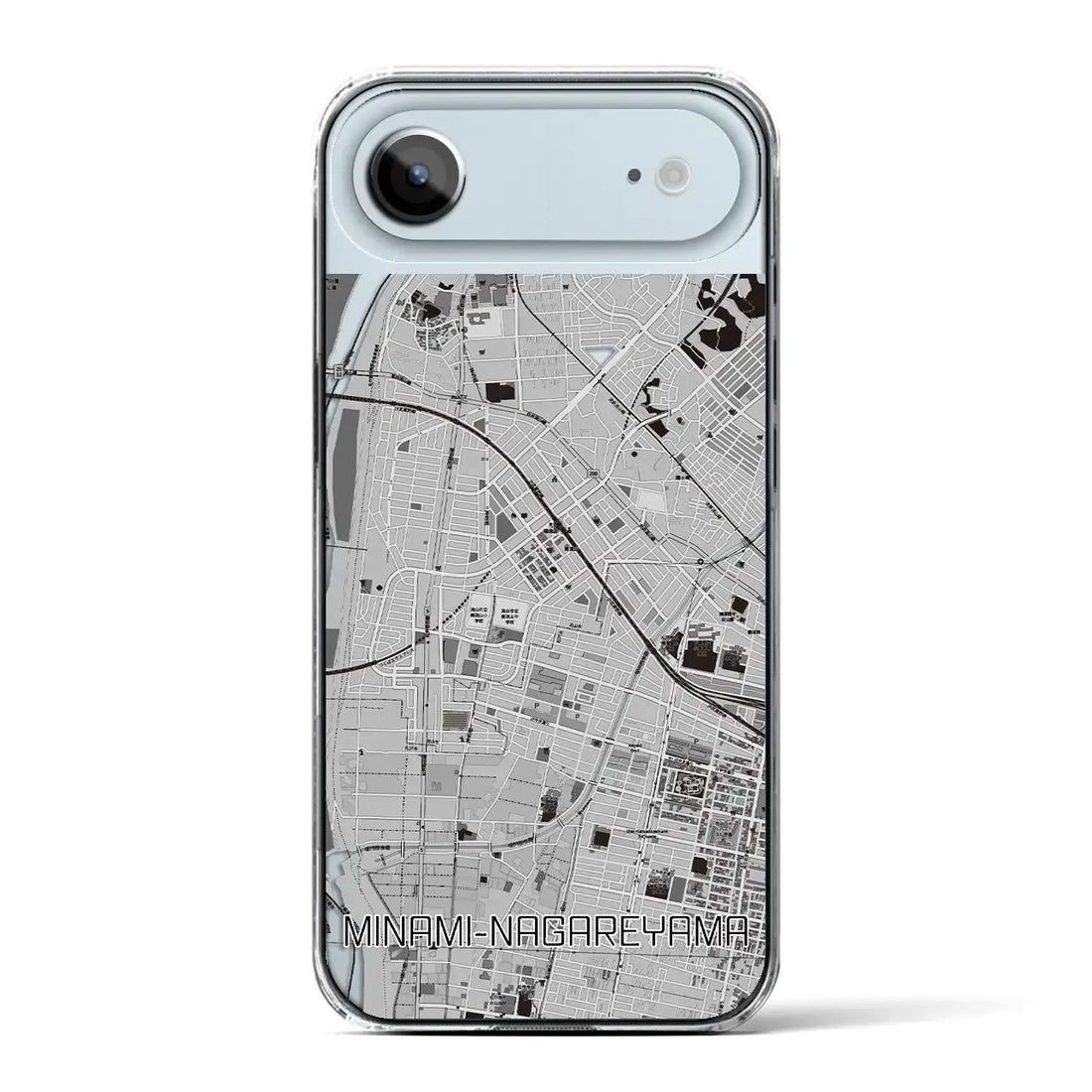 【南流山（千葉県）】地図柄iPhoneケース（クリアタイプ）モノトーン・iPhone 17 Pro Max 用
