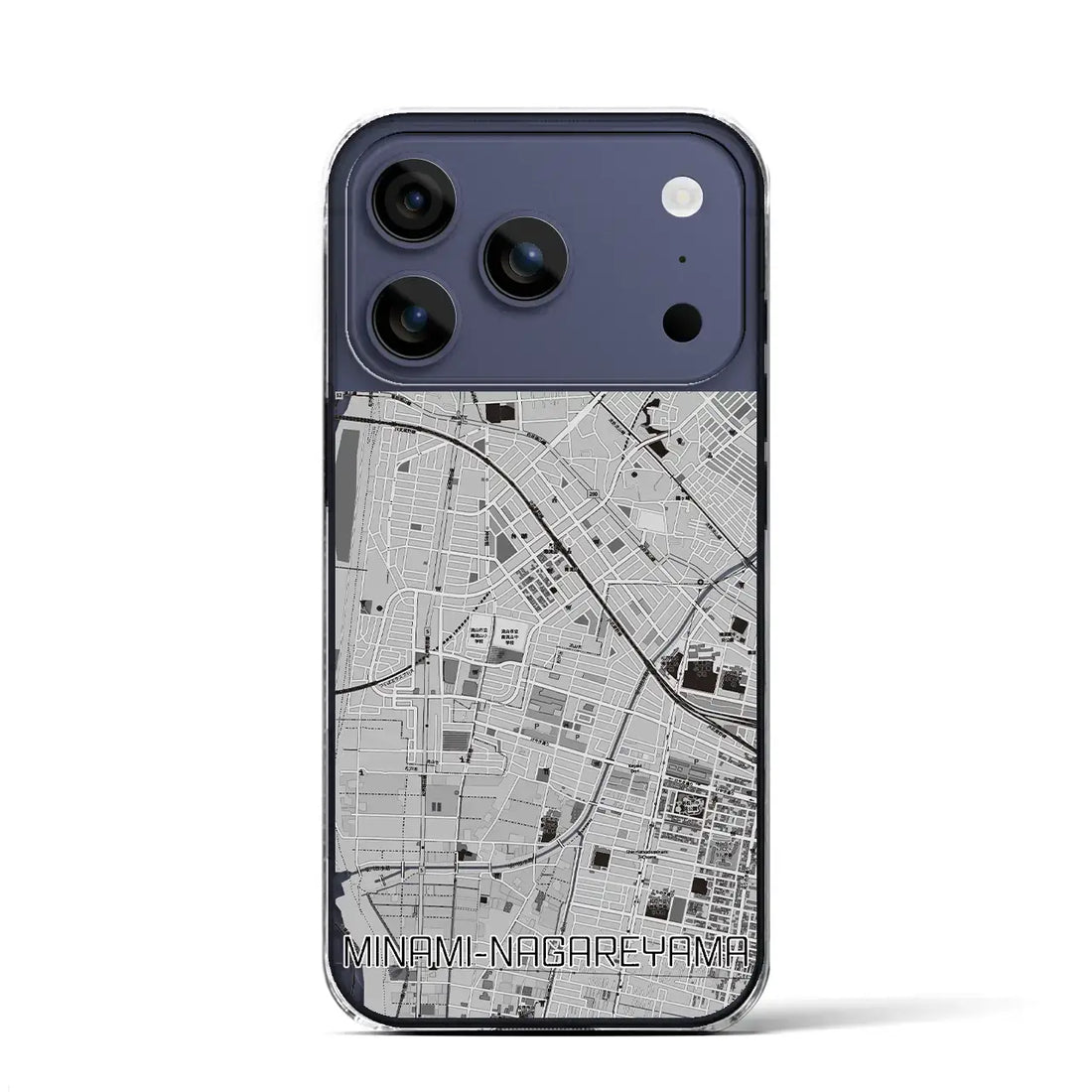 【南流山（千葉県）】地図柄iPhoneケース（クリアタイプ）モノトーン・iPhone 17 Pro Max 用