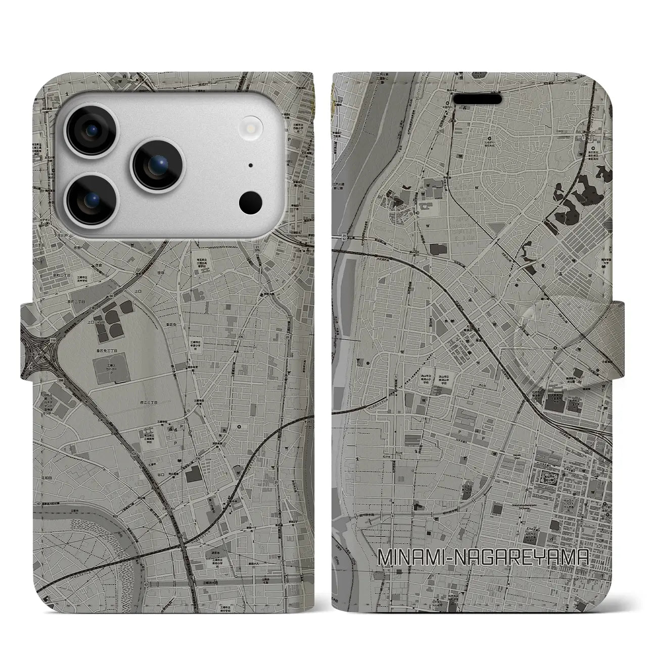 【南流山（千葉県）】地図柄iPhoneケース（手帳タイプ）
