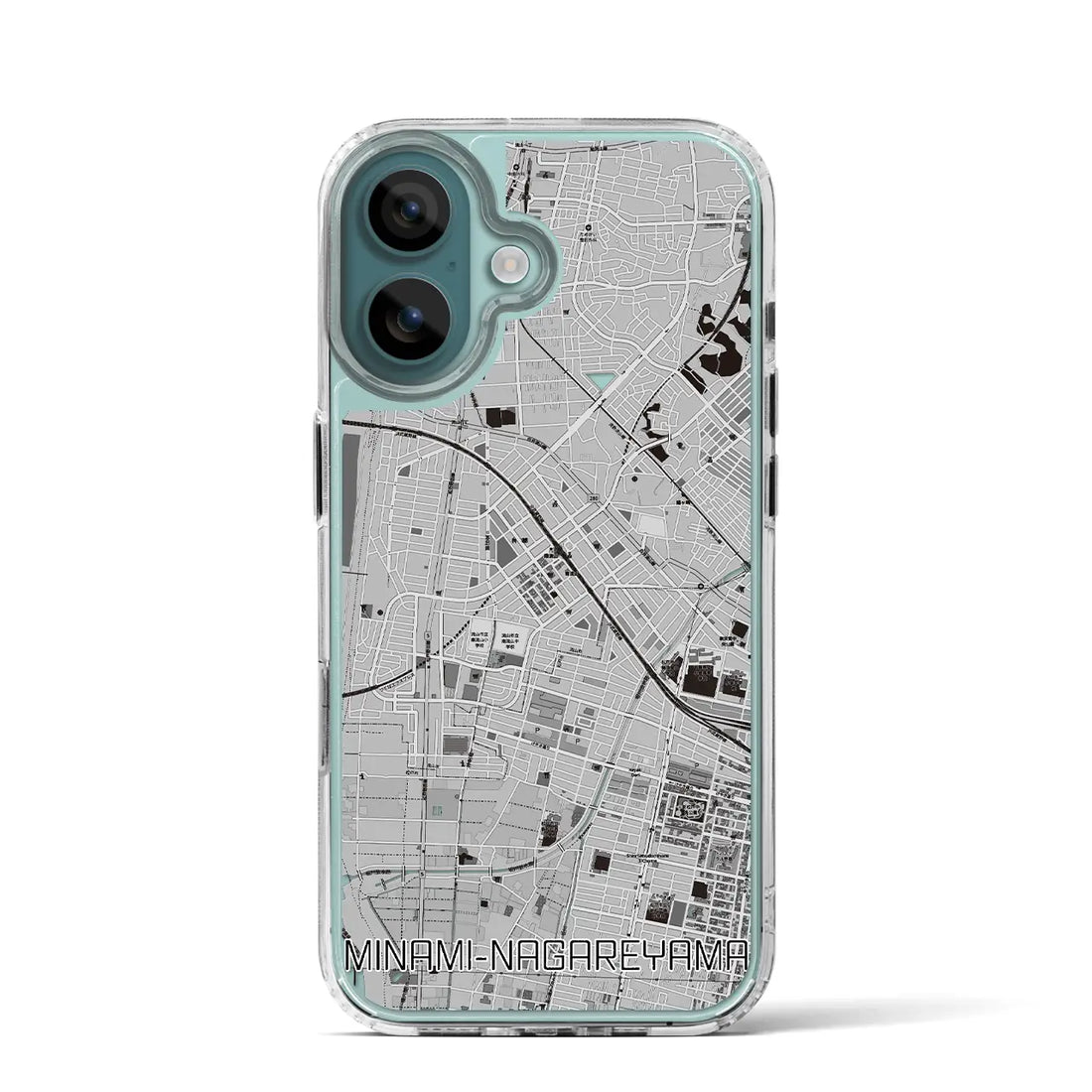 【南流山（千葉県）】地図柄iPhoneケース（MagSafeタイプ）モノトーン・iPhone 16 Pro 用