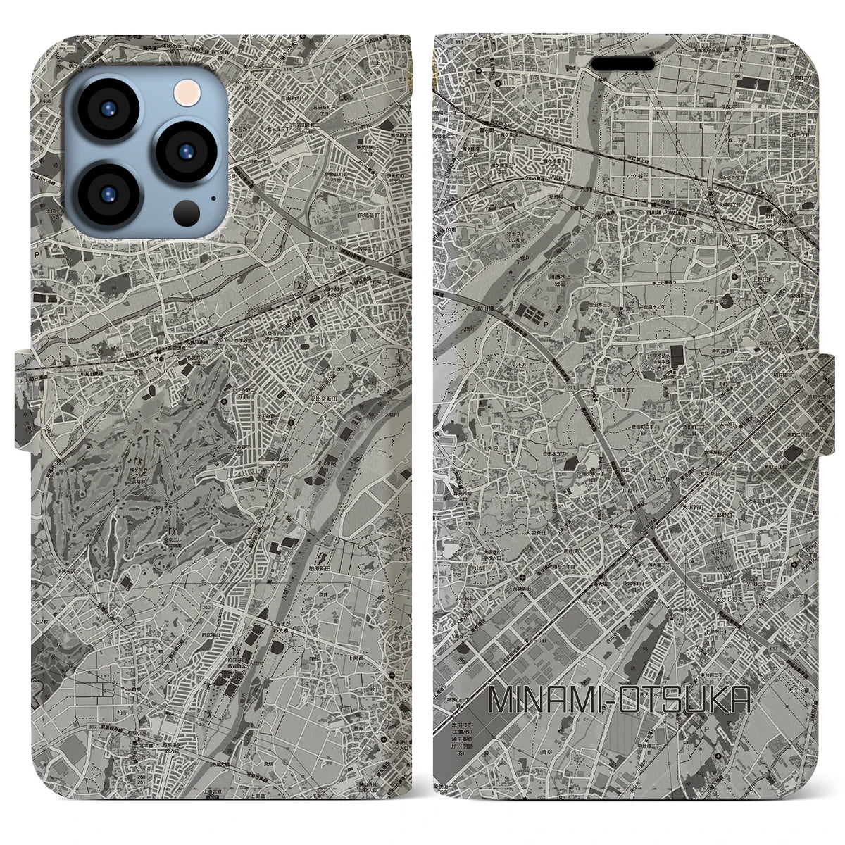 【南大塚（埼玉県）】地図柄iPhoneケース（手帳タイプ）