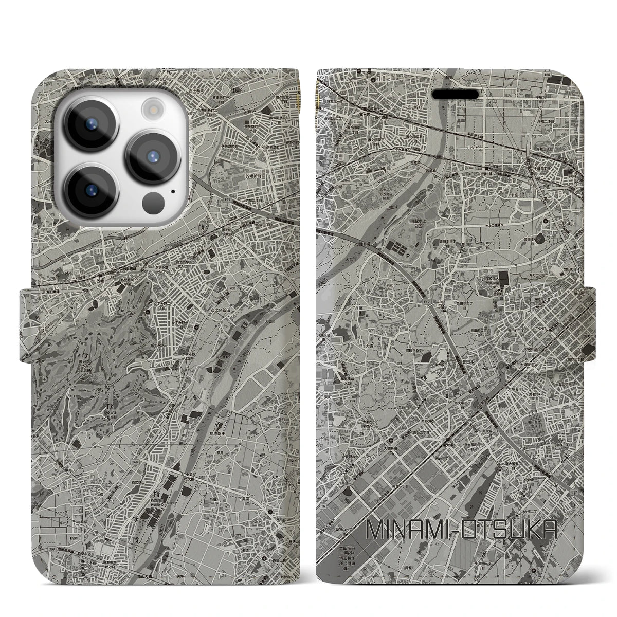 【南大塚（埼玉県）】地図柄iPhoneケース（手帳タイプ）