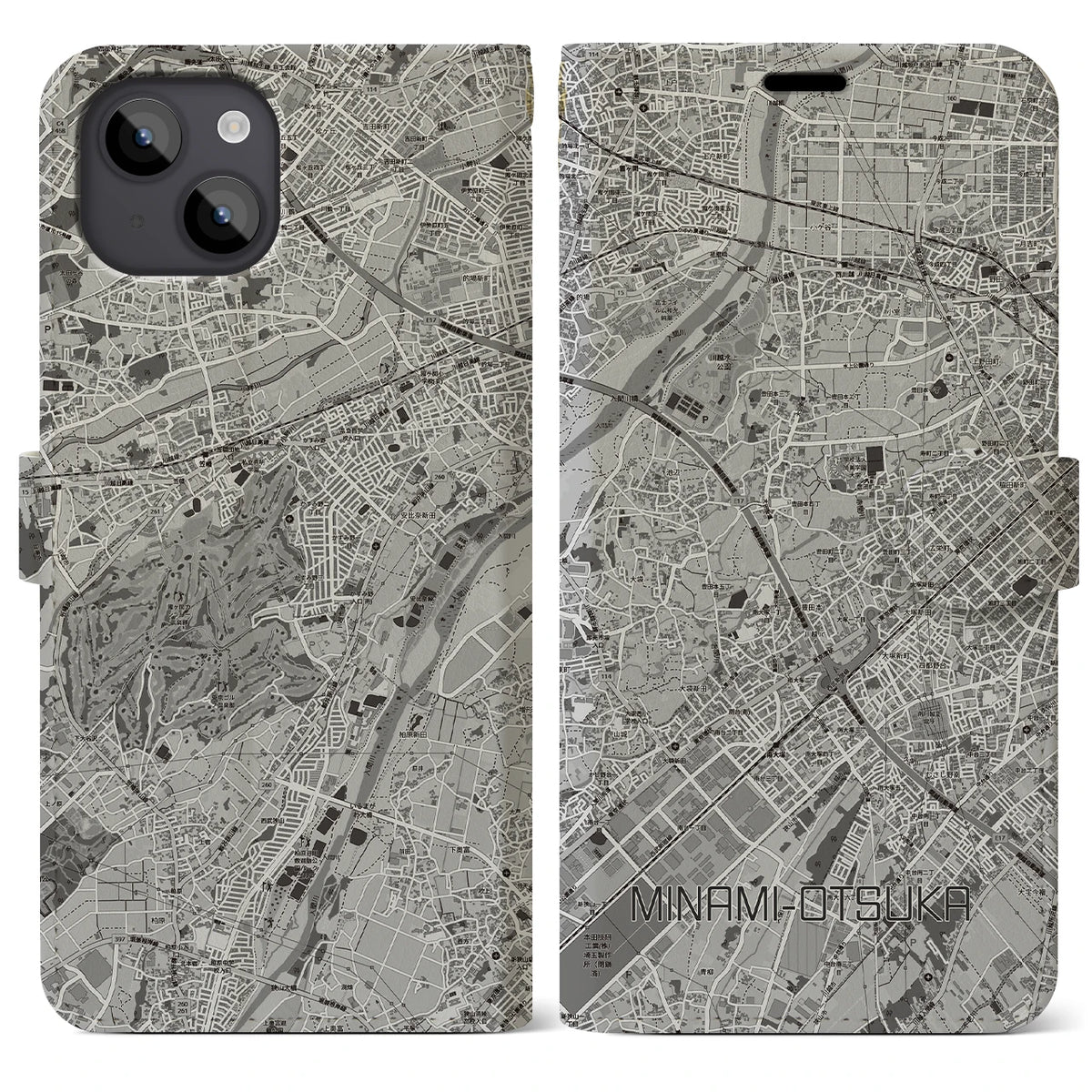 【南大塚（埼玉県）】地図柄iPhoneケース（手帳タイプ）