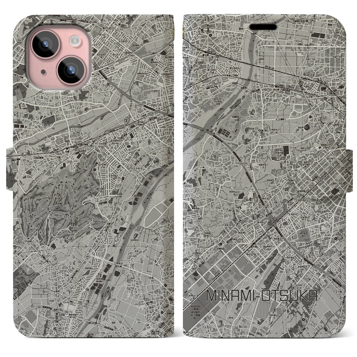 【南大塚（埼玉県）】地図柄iPhoneケース（手帳タイプ）